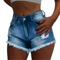 Womens Fashion Washed Frayed Denim Jean Shorts Summer Hot Pants High Waisted Shorts Jeans Day Fit Soccer Mom Leggings