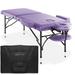 Saloniture Professional Portable Lightweight Bi-Fold Massage Table with Aluminum Legs - Includes Headrest Face Cradle Armrests and Carrying Case - Lavender
