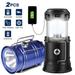 Lanterns Camping Lantern Solar Lantern Flashlights Charging for Phone Rechargeable Led Camping Lantern Collapsible & Portable for Emergency Hurricanes Power Outage Storm (Black & Blue 2 Pack)