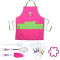 Curious Chef 11-Piece Pink and Green Chef s Kit for Kids Includes Real Cooking and Baking Tools Dishwasher Safe and Made with BPA-Free Plastic