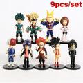 QZBON 9pcs/set anime my hero academy figure izuku midoriya shout todorok uraraka bakugou katsuk hero academy pvc action model toys