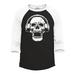 Shop4Ever Men s DJ Skull Wearing Headphones Raglan Baseball Shirt XXX-Large Black/White