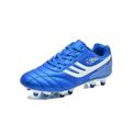 Woobling Children Lightweight Lace Up Sport Sneakers Ground Non Slip Round Toe Outdoor Fold-resistant Short Nails Soccer Cleats Blue Long 6.5Y