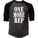 Men s One More Rep V283 Charcoal/Black Raglan Baseball T-Shirt Small