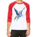 Unisex Rainbow Unicorn Galaxy Wings B475 White/Red C5 3/4 Sleeve Baseball T-Shirt Large