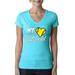 Wild Bobby My Heart Is On That Tennis Field Sports Women Junior Fit V-Neck Tee Tahiti Blue Small