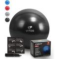 Vitos Fitness Anti Burst Stability Ball Extra Thick Non Slip Supports 2200LB for Fitness Exercise Birth Balance Yoga Workout Guide & Quick Pump Included Professional Quality Design (Black 75 cm)