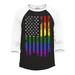 Shop4Ever Men s Distressed Rainbow Flag Gay Pride Raglan Baseball Shirt Medium Black/White