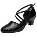 iOPQO Women s Middle Heels Women s Rumba Waltz Prom Ballroom Latin Salsa Dance Shoes Square Dance Shoes Adult Latin Dance Shoes Black 37