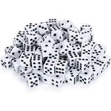 50 Pack of Bulk Six Sided Dice|D6 Standard 16mm|Great for Board Games Casino Games & Tabletop RPGs| White- 50 Count
