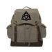 Triquetra Pagan Wiccan Canvas Rucksack Backpack w/ Leather Straps Olive & Black
