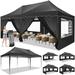 SANOPY Canopy 10 x 20 Pop Up Canopy Tent Heavy Duty Waterproof Adjustable Commercial Instant Canopy Outdoor Party Canopy with 6 Removable Sidewalls Carry Bag 4 Sandbags Black