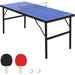 Soonbuy Mid-Size Table Tennis Table Foldable & Portable Ping Pong Table Set for Indoor & Outdoor Games with Net 2 Table Tennis Paddles and 1 Balls Blue