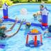 Fashionwu Inflatable Pool Games for Adults and Kids Swimming Pool Volleyball Net & Basketball Hoop Pool Toys for Family American Flag Swimming Pool Toys