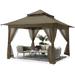 ABCCANOPY 13 x13 Gazebo Tent Outdoor Pop up Gazebo Canopy Shelter with Mosquito Netting Brown