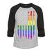 Shop4Ever Men s Distressed Rainbow Flag Gay Pride Raglan Baseball Shirt Small Heather Grey/Black