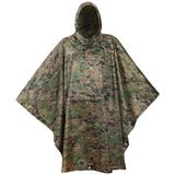 USGI Industries Military Style Poncho - Emergency Tent Shelter Survival - Multi Use Rip Stop Camouflage Rain Poncho