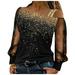 Women s Tshirts Plus Size Shirts For Women Long Sleeve Tops Tee White Fashion Women s Off Shoulder Tops Sexy Flash Casual Loose Lace Sleeved Tops Compression Cotton Graphic Fitted (L Black) TBKOMH