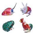 4pcs Kids Wind Up Clockwork Toys Classic Toy Jumping Iron Animal Toy Action Toy for Boys and Girls(Random Color Iron + Iron + Iron Rabbit + Iron Mouse)