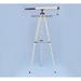 U.S Navy Bronze/White Leather Floor Standing Telescope 60 with Tripod Stand by NAUTICALMART