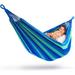 Sorbus Brazilian Double Hammock Extra-Long Two Person Portable Hammock Bed for Any Indoor or Outdoor Spaces (Green/Blue Stripes)