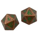 Heavy Metal Feywild Copper and Green D20 Dice Set (2ct) for Dungeons Dragons