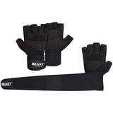 Beastpowergear Workout Gloves with Wrist Support Men (Pair) Foam Padded | Double Amara Palm Washable Half-Finger Weight Lifting Gloves Men Designed & Sized for Men and Women Extra Wrist Support