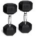 CAP Barbell Set of 2 Hex Rubber Dumbbell with Metal Handles 65 Lbs Pair of Dumbbells