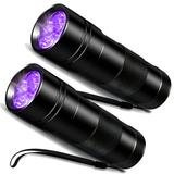 UV Flashlight Black Light Flashlight 12 LED 395 nm Ultraviolet Blacklight Flashlight Detector for Dog Urine Pet Stains 2 Pack