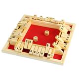 NUZYZ Shut The Box Dice Game Classic 4 Sided Wooden Board Christmas Toy with Dice for Kids Adults Learning Numbers Strategy Risk 2-4 Players
