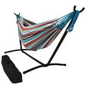 Sunnydaze Brazilian Double Hammock with Stand and Carrying Case - Cool Breeze