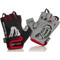 RocRide Mens Cycling Gloves with Gel Padded Protection. Road and Mountain Biking. Half Finger with Pull Tabs. MENS MEDIUM RED