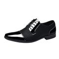 nsendm Mens Dress Casual Shoes Leather Classical Style Leather Shoes For Men Slip On PU Tennis Shoes for Men Leather Black 8.5