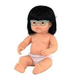 Miniland Educational MLE31112 15 in. Baby Doll Asian Girl with Glasses