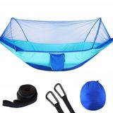 Camping Hammock with Mosquito Net Parachute Fabric Camping Hammock Portable Nylon Hammock Double Single Hammocks for Backpacking Camping Travel 114 (L) X 55 (W) Blue
