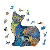 Fridja Christmas Puzzle Wooden Puzzle Unique Shape Pieces 3 Cats Gift For Adults And Kids 5mm Thick 300pcs