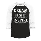 Shop4Ever Men s Dream Like Martin Raglan Baseball Shirt X-Small Black/White