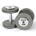 5 - 50 lb. Pro Style Gray Cast Iron Round Dumbbell Set w/ Straight Handle & Chrome Caps (Commercial Gym Quality) by Troy Barbell