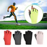 MyBeauty 1 Pair Cycling Gloves Sunscreen Antiskid Mesh Fabric Outdoor Sports Fitness Driving Breathable Gloves for Skate Skateboard Light Pink