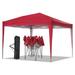 Outdoor Basic 10x10 Feet Pop Up Canopy Tent Instant Shelter Pop-Up Sun Camping Tent + Free 6 Pcs Sandbags Red