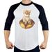 Men s Donut Cat Tee B1119 PLY Raglan Baseball T-Shirt Small