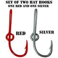 Custom Colored Eagle Claw Hat Fish Hooks for Cap -Set of Two Hat pins- One Red and One Silver Hat Hook Money/Tie Clasp