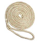 New England Ropes 1/2 Double Braid Dock Line - White/Gold w/Tracer - 15