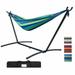 Double Hammock with Steel Stand 2 Person Cotton Hammocks for Outdoors Indoors 450lb Weight Capacity