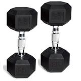 CAP Barbell Set of 2 Hex Rubber Dumbbell with Metal Handles 80 Lbs Pair of Dumbbells