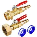 Brass Winterize Adapter with 2 Pcs 1/4 Inch Male Quick Connecting Plug & 3/4 Inch Male and Female for RV Boat Camper