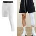 One Leg Compression Capri Tights Pants 2 Packs White Black 2 Colors Men s 3/ 4 Athletic Base Layer Underwear