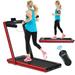 Gymax 2.25HP Folding Treadmill 2-in-1 Walking Running Machine w/ APP & Remote Control Red