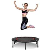 40inch Recreational Workout Trampolines for Adults and Kids with Safety Pad Max Load 330lbs Indoor Outdoor Foldable Exercise Fitness Mini Trampoline