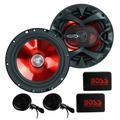 Restored 2) Boss 6.5 350W Car 2 Way Car Audio Speakers System Red Stereo (Refurbished)